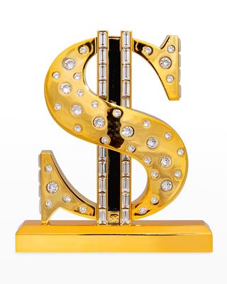 Golden Swarovski Standing Dollar of Bling Decor