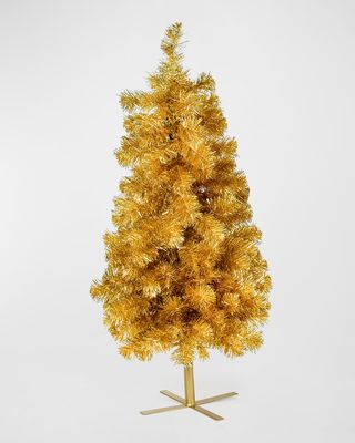 Golden Tinsel Christmas Tree, 3'