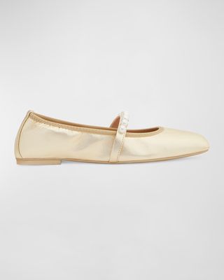 Goldie Leather Pearly Ballerina Flats