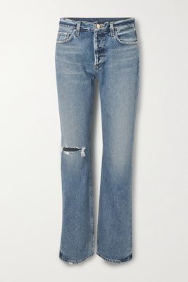 GOLDSIGN - Nineties Distressed High-rise Bootcut Jeans - Blue