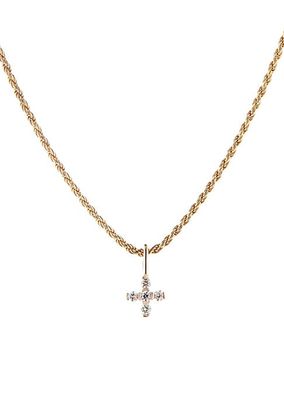 Goldtone & 0.28 TCW Diamond Cross Pendant Necklace