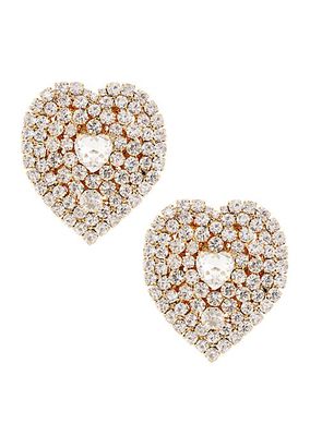 Goldtone & Crystal Heart Clip-On Earrings