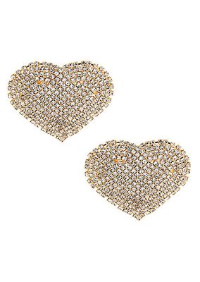 Goldtone & Crystal Heart Pavé Earrings