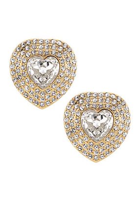 Goldtone & Crystal Pavé Heart Earrings