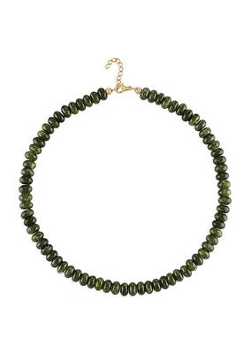 Goldtone & Green Opal Beaded Necklace