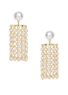 Goldtone & Plastic Pearl Chandelier Drop Earrings