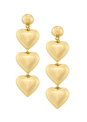 Goldtone Triple-Heart Drop Earrings