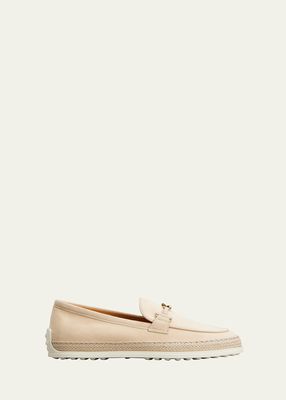 Gomma Suede T-Ring Espadrille Driver Loafers