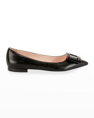 Gommettine Leather Ballet Flats with Tonal Buckle