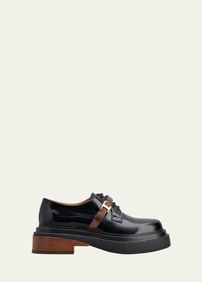 Gommini Leather Medallion Strap Derby Loafers