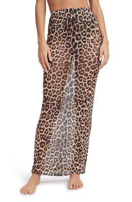Good American Animal Print Mesh Maxi Skirt in Good Leopard003