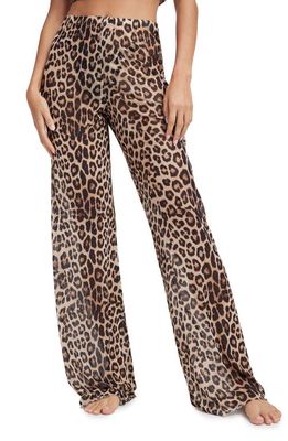 Good American Animal Print Mesh Wide Leg Pant in Good Leopard003