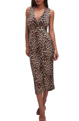 Good American Animal Print Wrap Midi Dress in Good Leopard003