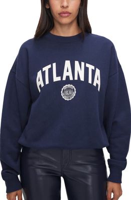 Good American Atlanta Brushed Fleece Graphic Sweatshirt in Ink Blue003