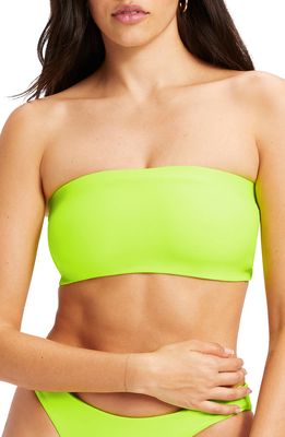 Good American Better Band Strapless Reversible Swim Top in Chartreuse