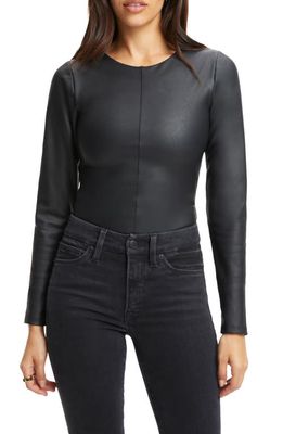 Good American Better Than Leather Faux Leather Bodysuit in Black001