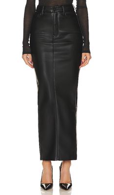Good American Better Than Leather Uniform Maxi Skirt in Black