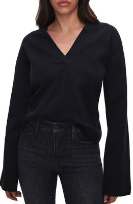 Good American Boxy Cotton Blend Sweater in Black