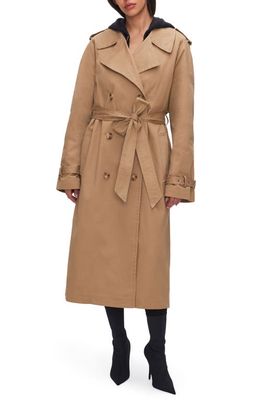 Good American Chino Stretch Cotton Trench Coat in Good Khaki