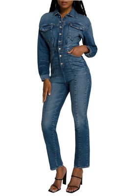 Good American Committed to Fit Denim Jumpsuit in Blue190