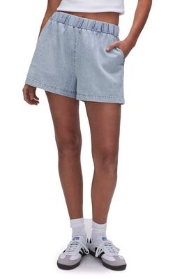 Good American Crystal Embellished Pull-On Denim Shorts in Indigo499