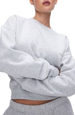 Good American Crystal Embellished Sweatshirt in Heather Grey001