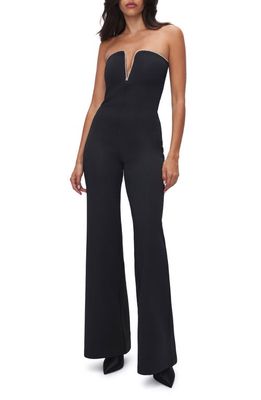 Good American Crystal Strapless Scuba Jumpsuit in Black001