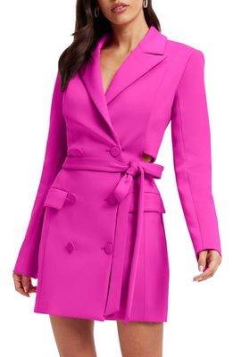 Good American Cutout Back Long Sleeve Scuba Blazer Dress in Fuschia Pink001