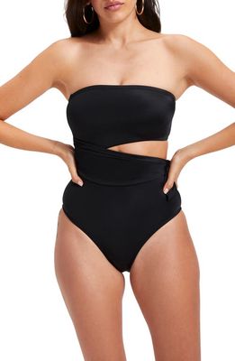 Good American Cutout One-Piece Swimsuit in Black001