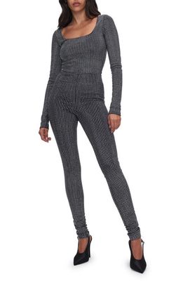 Good American Cystal Long Sleeve Jumpsuit in Black001