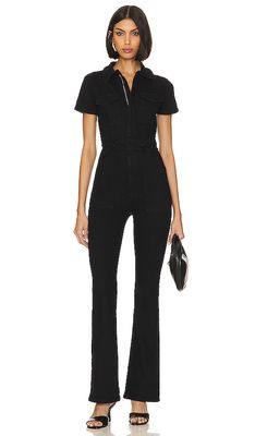 Good American Fit For Success Bootcut Jumpsuit in Black