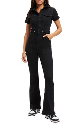 Good American Fit for Success Bootcut Jumpsuit in Black001