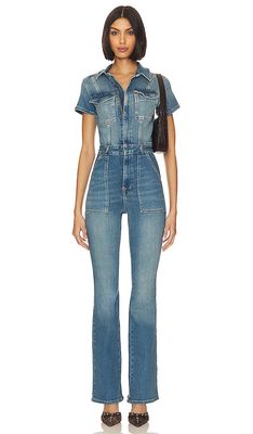 Good American Fit For Success Bootcut Jumpsuit in Blue