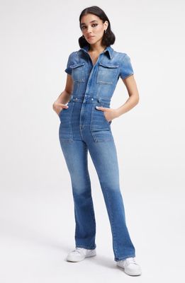 Good American Fit for Success Bootcut Jumpsuit in Blue274