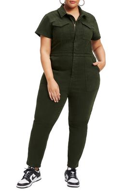 Good American Fit For Success Denim Jumpsuit in Green