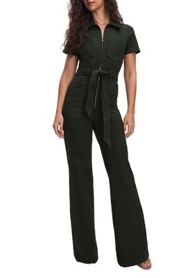 Good American Fit for Success Palazzo Jumpsuit in Alum Green001
