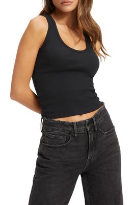 Good American Fitted Rib Scoop Neck Tank in Black001