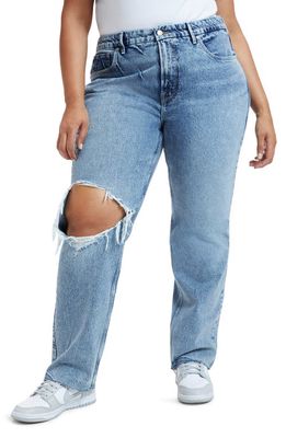 Good American Good '90s Ripped High Waist Loose Jeans in Indigo245