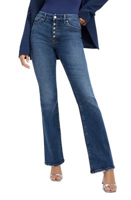 Good American Good Classic High Waist Button Fly Bootcut Jeans in Indigo331