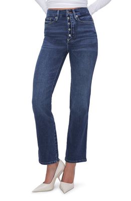 Good American Good Curve Exposed Button High Waist Straight Leg Jeans in Indigo593
