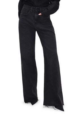 Good American Good Ease Wide Leg Jeans in Black324