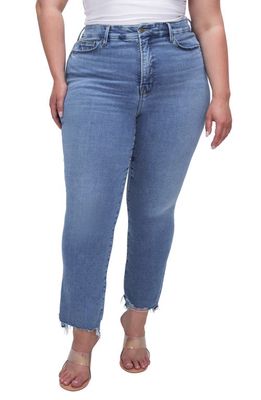 Good American Good Legs Frayed High Waist Ankle Straight Leg Jeans in Indigo514