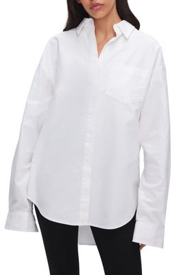 Good American Good Oxford Button-Up Shirt in White001