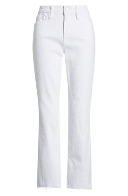 Good American Good Straight High Waist Raw Hem Straight Leg Jeans in White 037