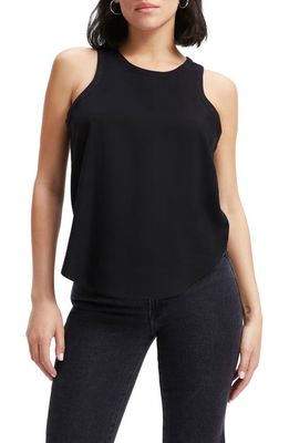 Good American Good Touch Cutaway Woven Tank in Black001