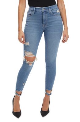 Good American Good Waist Ripped Crop Skinny Jeans in Blue678