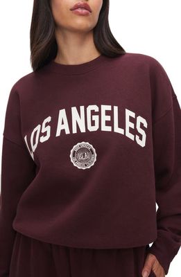 Good American Los Angeles Brushed Fleece Graphic Sweatshirt in Malbec003