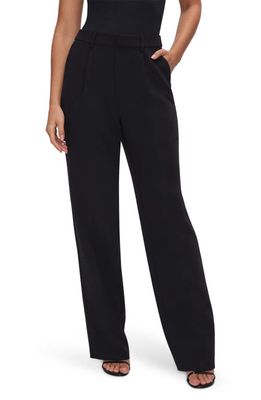 Good American Luxe Suiting Column Wide Leg Trousers in Black001