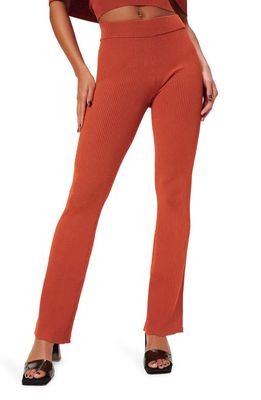 Good American Plaited Rib Flare Pants in Red Clay001