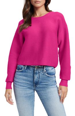 Good American Rib Crewneck Sweater in Fuschia Pink001